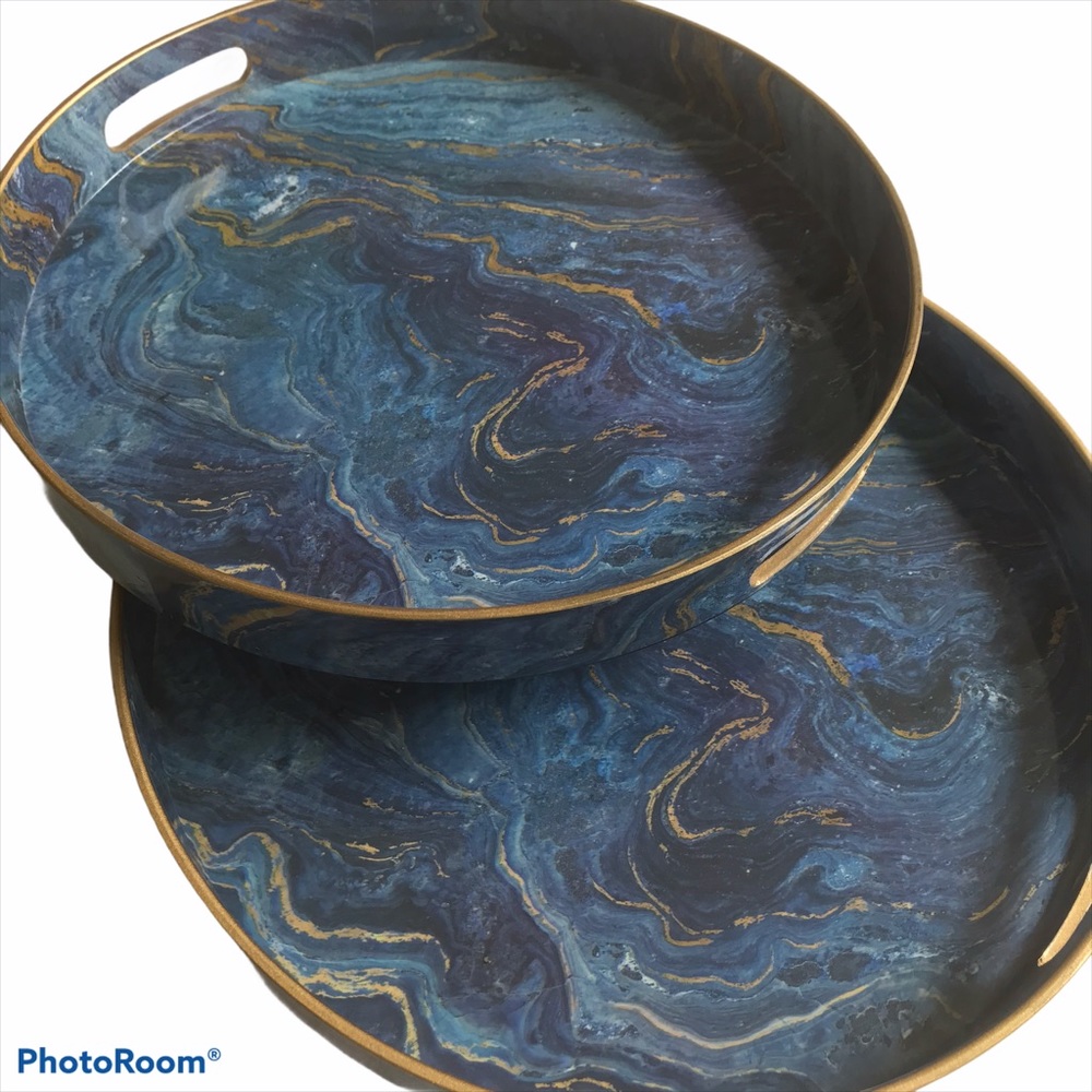 Set of Two Round Serving Trays
